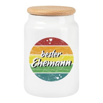 bester Ehemann Geschenk retro vintage - Keksdose mit Holzdeckel - Weiß - Vorne