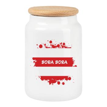 Bora Bora Klecks Flag Design - Boîte à biscuits avec couvercle en bois - blanc - Devant
