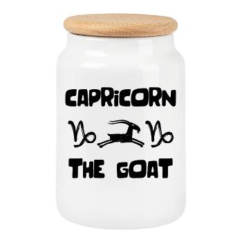 Capricorn Statement Astronomy Zodiac Sign - Cookie Jar with Wooden Lid - white - Front