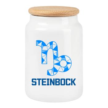 Steinbock Sternbild Tierkreiszeichen Esoterik - Keksdose mit Holzdeckel - Weiß - Vorne
