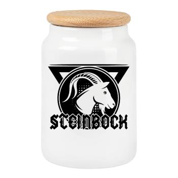 Steinbock Spruch Tierkreis Horoskop Esoterik - Keksdose mit Holzdeckel - Weiß - Vorne