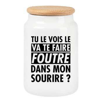 Tu le vois le va te faire foutre ? - Boîte à biscuits avec couvercle en bois - blanc - Devant