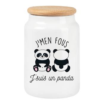 J'men fous j'suis un panda - Boîte à biscuits avec couvercle en bois - blanc - Devant