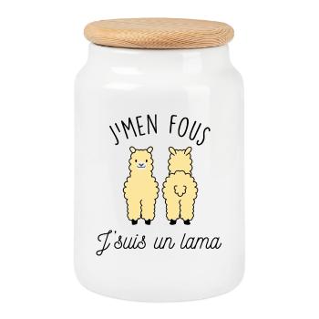 J'men fous j'suis un lama - Boîte à biscuits avec couvercle en bois - blanc - Devant