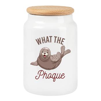 What the phoque - Boîte à biscuits avec couvercle en bois - blanc - Devant