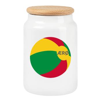 Ærø Beach Ball Denmark Flag Ostsee Dänemark Aeroe - Keksdose mit Holzdeckel - Weiß - Vorne