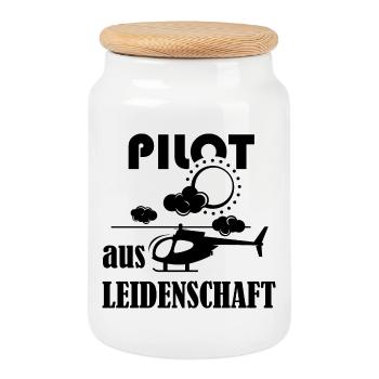 Pilot aus Leidenschaft Symbol Fliegen Hubschrauber - Keksdose mit Holzdeckel - Weiß - Vorne