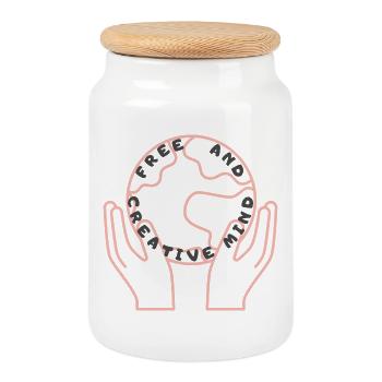 Free and creative mind. - Cookie Jar with Wooden Lid - white - Front