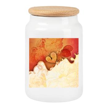 Wunderbare Blumen mit Herz. - Keksdose mit Holzdeckel - Weiß - Vorne
