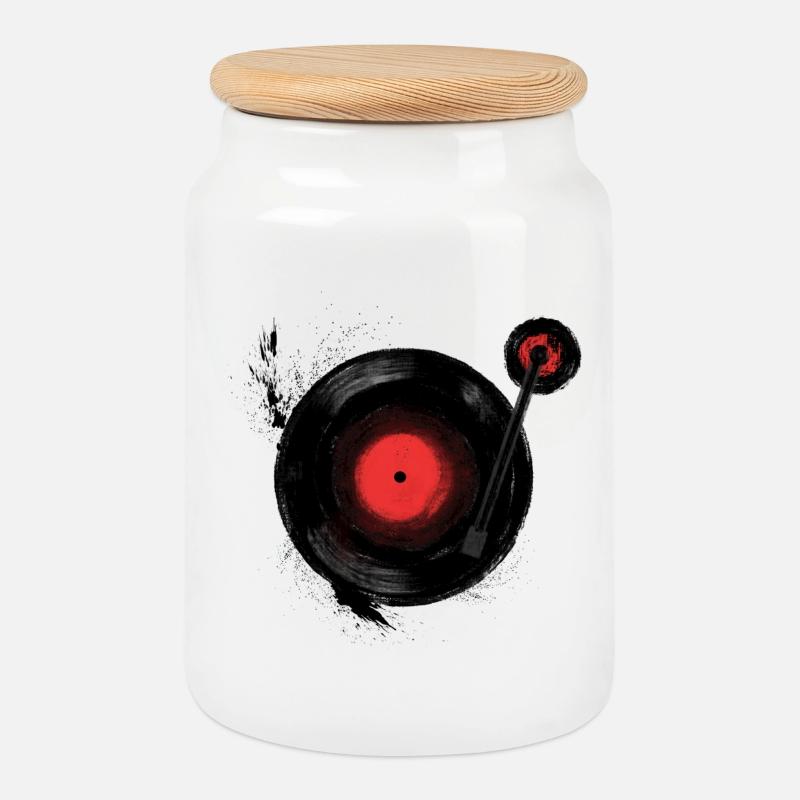 Rocking Vinyl - Keksdose mit Holzdeckel - Weiß