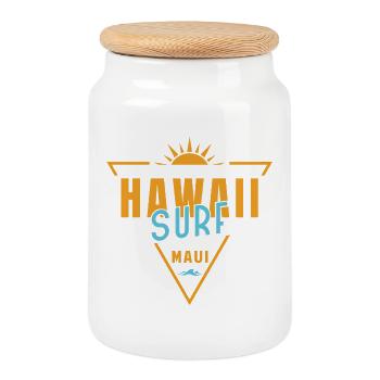 Hawaii Surf Maui Retro Triangle - Cookie Jar with Wooden Lid - white - Front