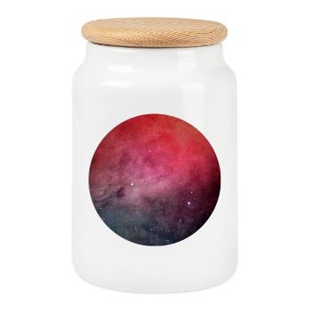 Jeu galactique de couleurs sur coton - Boîte à biscuits avec couvercle en bois - blanc - Devant