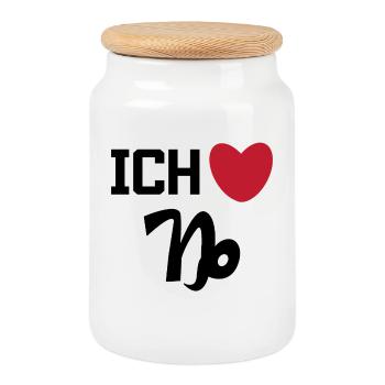 Herz Steinbock Statement Horoskop Sternzeichen - Keksdose mit Holzdeckel - Weiß - Vorne