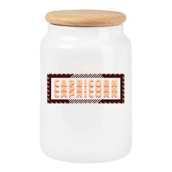 Capricorne Signe du Zodiaque Cool Statement Horoscope - Boîte à biscuits avec couvercle en bois - blanc - Devant