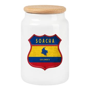 Soacha Kolumbien Wappen Design - Keksdose mit Holzdeckel - Weiß - Vorne