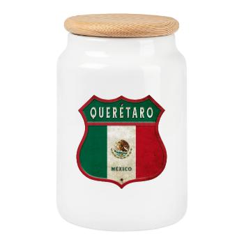 Écusson Queretaro Mexico - Boîte à biscuits avec couvercle en bois - blanc - Devant