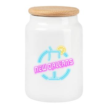 New Orleans Cocktail Sommer Design - Keksdose mit Holzdeckel - Weiß - Vorne