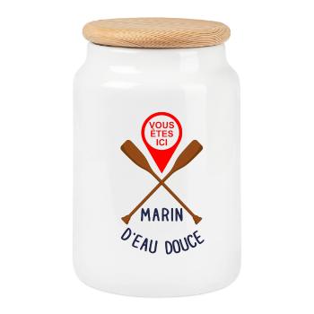 Marin d'eau douce - Boîte à biscuits avec couvercle en bois - blanc - Devant