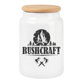 Bushcraft utilisé Look Survival Outdoor Logo Symbol - Boîte à biscuits avec couvercle en bois - blanc - Devant