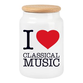 I LOVE CLASSICAL MUSIC Klassische Musik - Keksdose mit Holzdeckel - Weiß - Vorne