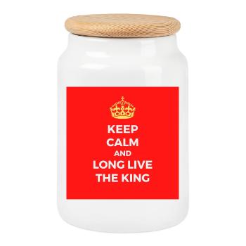 Keep calm and long live the king - Cookie Jar with Wooden Lid - white - Front