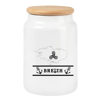 Brittany - Cookie Jar with Wooden Lid - white - Front
