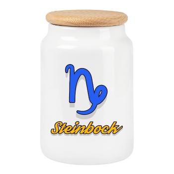 Aberglaube Esoterik Steinbock Horoskop Sternbild - Keksdose mit Holzdeckel - Weiß - Vorne
