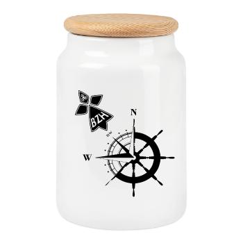 BZH - Cookie Jar with Wooden Lid - white - Front