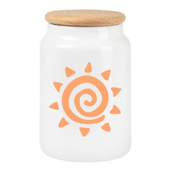 Logo soleil simple - Boîte à biscuits avec couvercle en bois - blanc - Devant