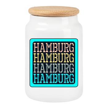 HAMBURG - WELCOME RECEPTION - FAREWELL - Cookie Jar with Wooden Lid - white - Front