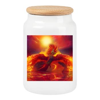 Merveilleux phénix sur l’océan - Boîte à biscuits avec couvercle en bois - blanc - Devant