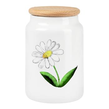 Proud Marguerite - Cookie Jar with Wooden Lid - white - Front