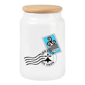 Brittany - Cookie Jar with Wooden Lid - white - Front