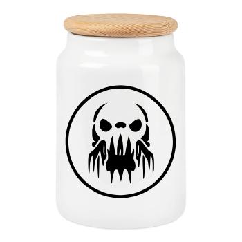 Logo Zombie Alien - Cookie Jar with Wooden Lid - white - Front