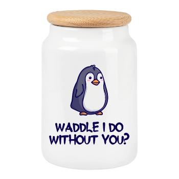 Antarctica Animal Humorous Statement Bird Penguin - Cookie Jar with Wooden Lid - white - Front