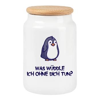 Tier Humorvoll Pinguin Statement Arktis Vogel - Keksdose mit Holzdeckel - Weiß - Vorne