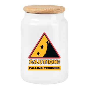 Déclaration de pingouin Oiseaux Animal Pôle Sud - Boîte à biscuits avec couvercle en bois - blanc - Devant
