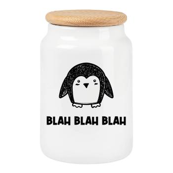 Pingouin disant oiseau animal froid Antarctique - Boîte à biscuits avec couvercle en bois - blanc - Devant