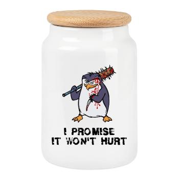 Penguin Statement Antarctica Animal Seabird Zoo - Cookie Jar with Wooden Lid - white - Front