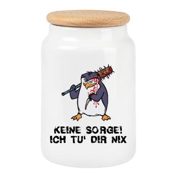 Tier Vogel Pinguin Statement Antarktis Seevogel - Keksdose mit Holzdeckel - Weiß - Vorne