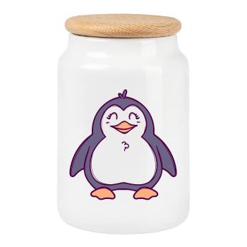 Sweet Bird Animal Penguin Seabird Zoo - Cookie Jar with Wooden Lid - white - Front