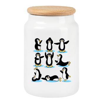 Cool Patinage sur glace Pingouin Arctique Oiseau animal de glace - Boîte à biscuits avec couvercle en bois - blanc - Devant