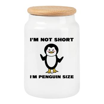 Cool Animal Sweet Penguin Humorous Statement Bird - Cookie Jar with Wooden Lid - white - Front