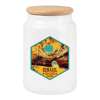 Famous Benagil Sea Cave, Algarve Portugal - Cookie Jar with Wooden Lid - white - Front