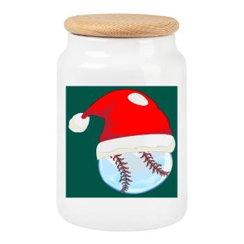 WEIHNACHTEN BASEBALL - Keksdose mit Holzdeckel - Weiß - Vorne