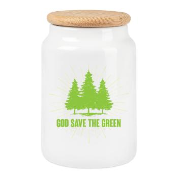 Dieu sauve le vert - Boîte à biscuits avec couvercle en bois - blanc - Devant