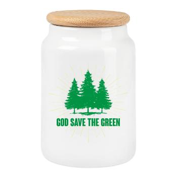Dieu sauve le vert - Boîte à biscuits avec couvercle en bois - blanc - Devant