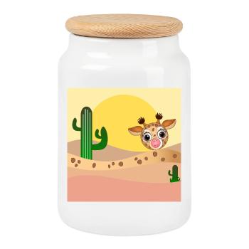 GIRAFFE TIERILLUSTRATION - WÜSTE - Keksdose mit Holzdeckel - Weiß - Vorne
