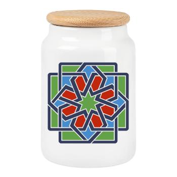 Andalusia 4 - Cookie Jar with Wooden Lid - white - Front