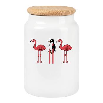 Tier Lustig Pinguin Seevogel Antarktis Vogel - Keksdose mit Holzdeckel - Weiß - Vorne